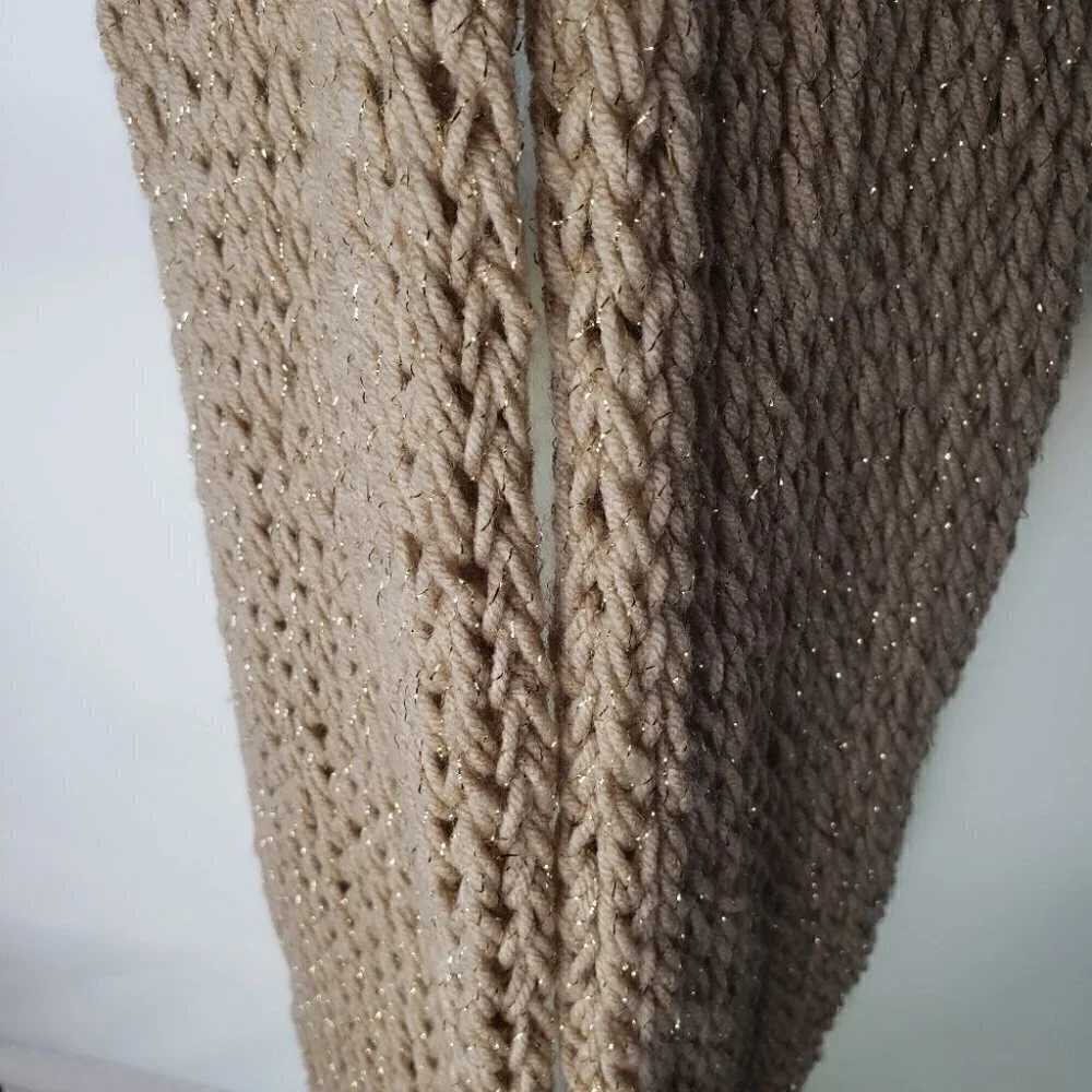 Beige and gold sparkle scarf